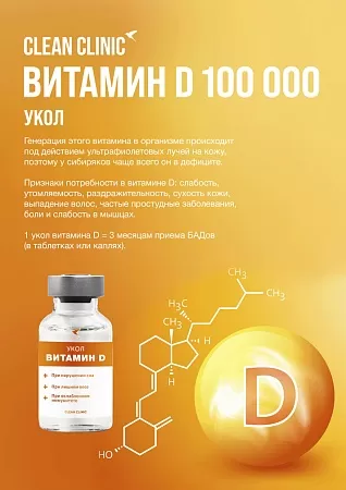 Витамин D (100 000 МЕ), укол внутримышечно
